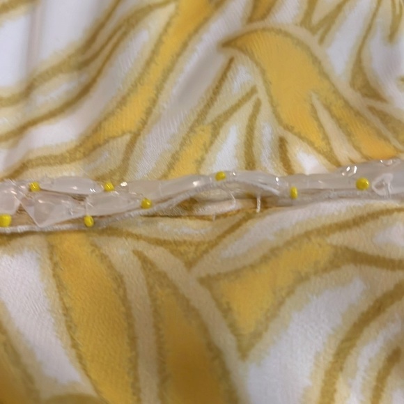 Badgley Mischka Yellow Paradiso Dress Size 4 Beaded Attatched Belt - Picture 16 of 16